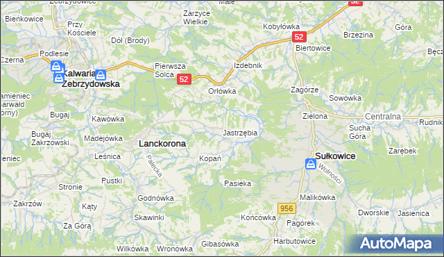 mapa Jastrzębia gmina Lanckorona, Jastrzębia gmina Lanckorona na mapie Targeo