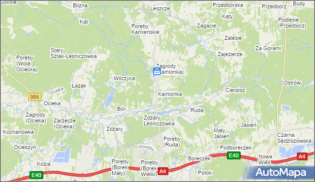 mapa Kamionka gmina Ostrów, Kamionka gmina Ostrów na mapie Targeo