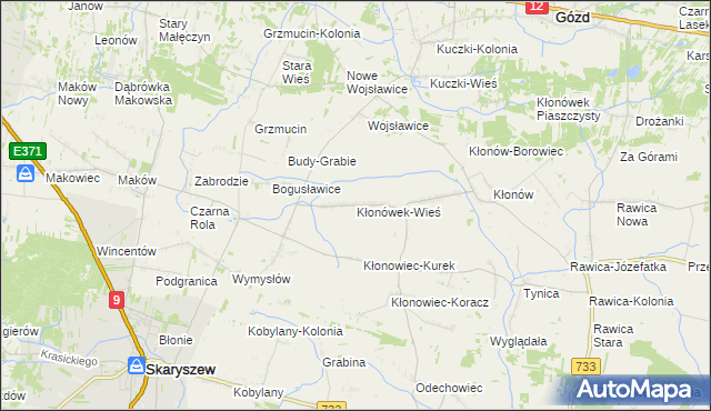 mapa Kłonówek-Wieś, Kłonówek-Wieś na mapie Targeo