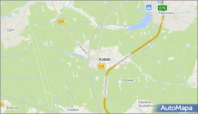 mapa Kobiór, Kobiór na mapie Targeo