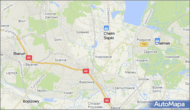 mapa Kopciowice, Kopciowice na mapie Targeo