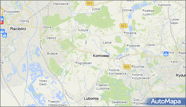 mapa Kornowac, Kornowac na mapie Targeo