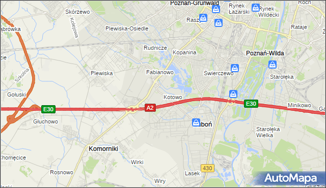 mapa Kotowo gmina Poznań, Kotowo gmina Poznań na mapie Targeo