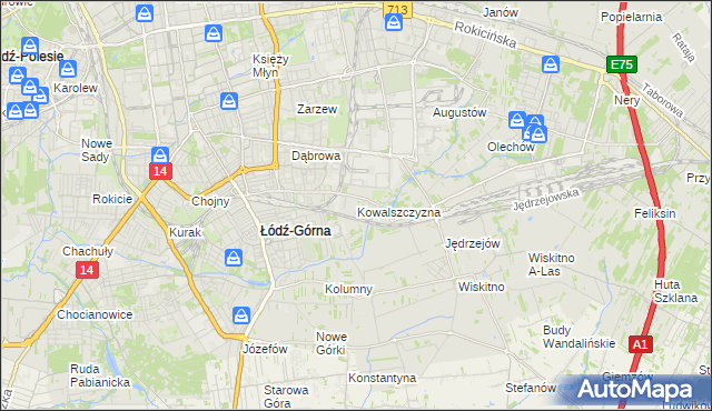 mapa Kowalszczyzna gmina Łódź, Kowalszczyzna gmina Łódź na mapie Targeo