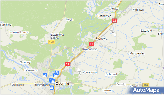 mapa Kowanówko, Kowanówko na mapie Targeo