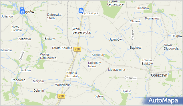 mapa Kozietuły, Kozietuły na mapie Targeo