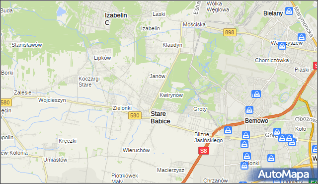 mapa Kwirynów gmina Stare Babice, Kwirynów gmina Stare Babice na mapie Targeo