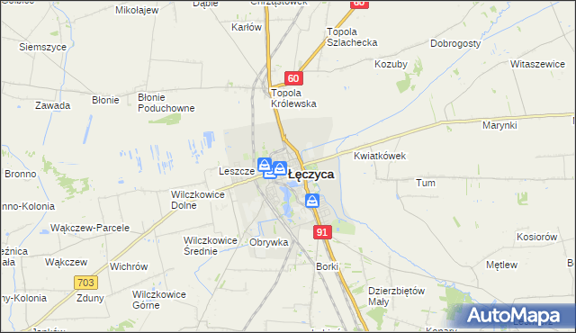 mapa Łęczyca, Łęczyca na mapie Targeo