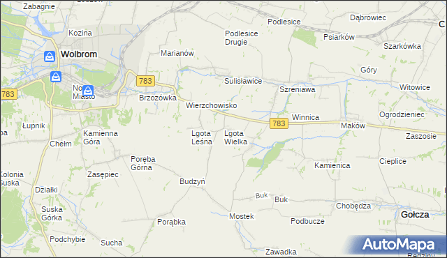 mapa Lgota Wielka gmina Wolbrom, Lgota Wielka gmina Wolbrom na mapie Targeo