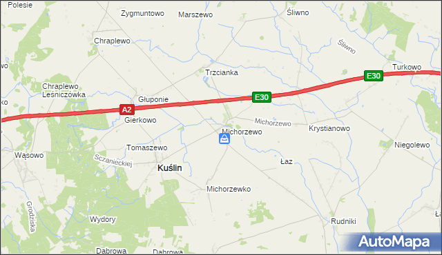 mapa Michorzewo, Michorzewo na mapie Targeo