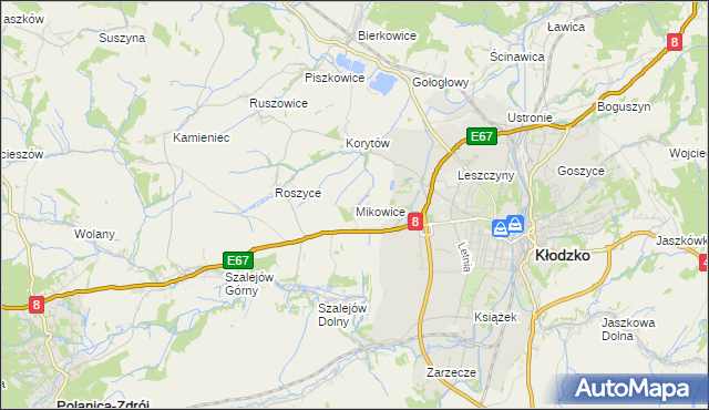 mapa Mikowice gmina Kłodzko, Mikowice gmina Kłodzko na mapie Targeo