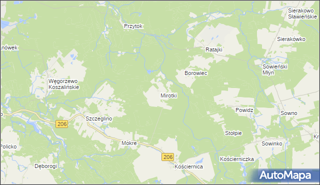 mapa Mirotki gmina Polanów, Mirotki gmina Polanów na mapie Targeo