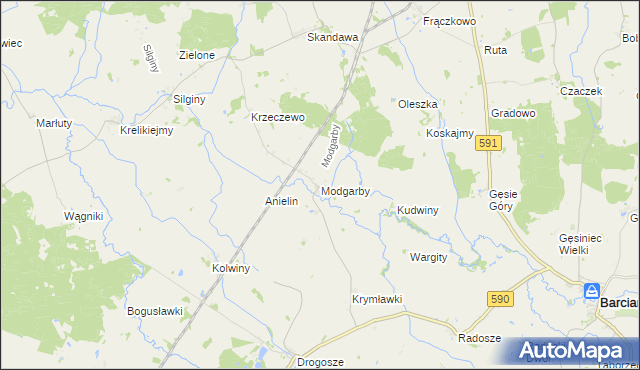 mapa Modgarby, Modgarby na mapie Targeo