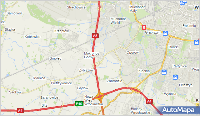 mapa Mokronos Dolny, Mokronos Dolny na mapie Targeo