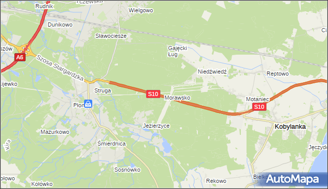 mapa Morawsko gmina Kobylanka, Morawsko gmina Kobylanka na mapie Targeo