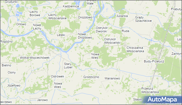 mapa Nowa Wieś gmina Długosiodło, Nowa Wieś gmina Długosiodło na mapie Targeo