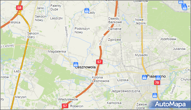 mapa Nowa Wola gmina Lesznowola, Nowa Wola gmina Lesznowola na mapie Targeo