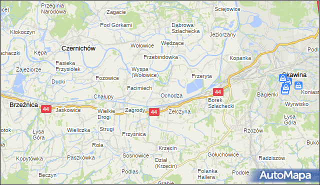 mapa Ochodza gmina Skawina, Ochodza gmina Skawina na mapie Targeo