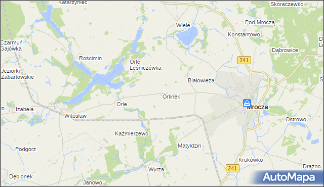 mapa Orlinek gmina Mrocza, Orlinek gmina Mrocza na mapie Targeo