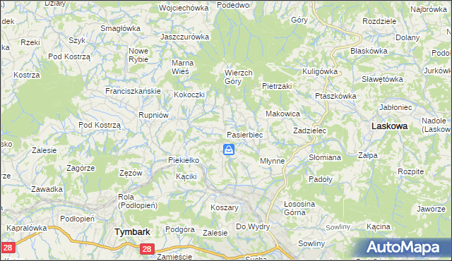 mapa Pasierbiec, Pasierbiec na mapie Targeo