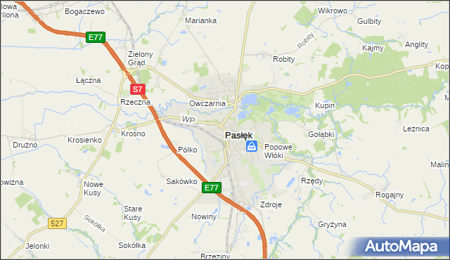 mapa Pasłęk, Pasłęk na mapie Targeo