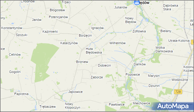 mapa Pelinów gmina Błędów, Pelinów gmina Błędów na mapie Targeo