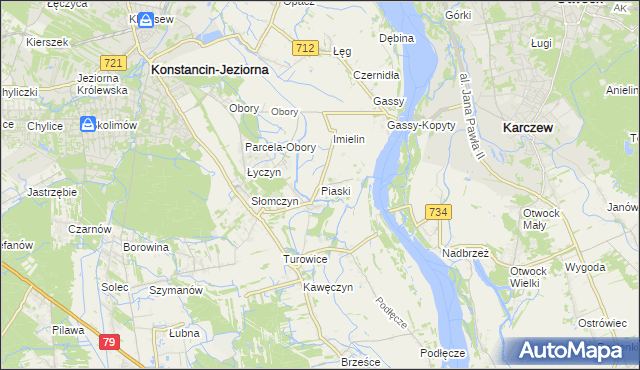 mapa Piaski gmina Konstancin-Jeziorna, Piaski gmina Konstancin-Jeziorna na mapie Targeo