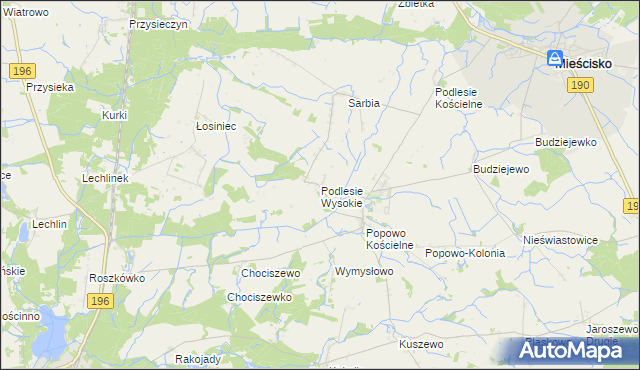 mapa Podlesie Wysokie, Podlesie Wysokie na mapie Targeo