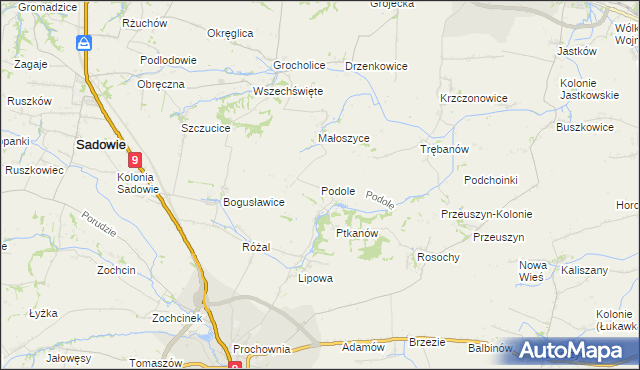 mapa Podole gmina Opatów, Podole gmina Opatów na mapie Targeo