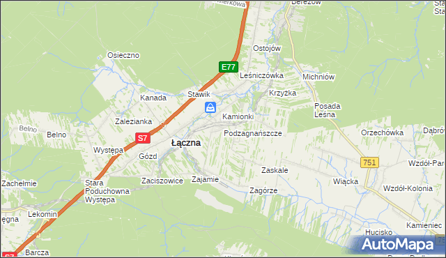 mapa Podzagnańszcze, Podzagnańszcze na mapie Targeo