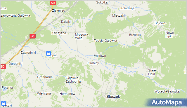 mapa Polkowo gmina Stoczek, Polkowo gmina Stoczek na mapie Targeo