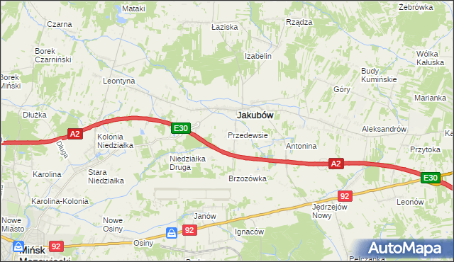 mapa Przedewsie gmina Jakubów, Przedewsie gmina Jakubów na mapie Targeo