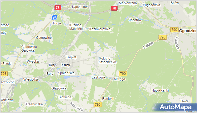 mapa Rokitno Szlacheckie, Rokitno Szlacheckie na mapie Targeo