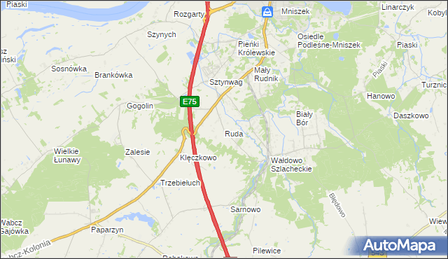 mapa Ruda gmina Grudziądz, Ruda gmina Grudziądz na mapie Targeo