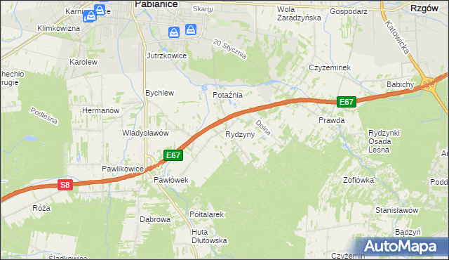 mapa Rydzyny, Rydzyny na mapie Targeo