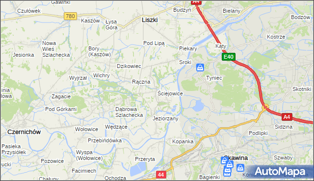 mapa Ściejowice, Ściejowice na mapie Targeo