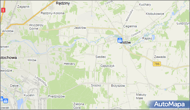 mapa Siedlec gmina Mstów, Siedlec gmina Mstów na mapie Targeo