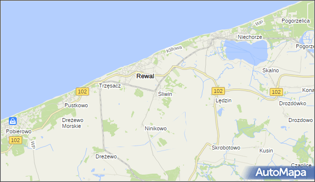 mapa Śliwin, Śliwin na mapie Targeo