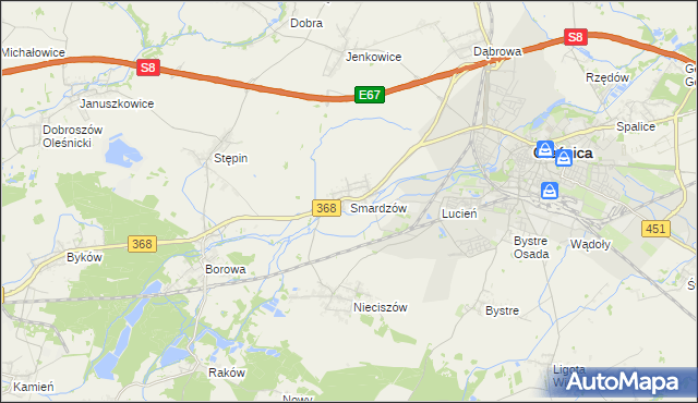 mapa Smardzów gmina Oleśnica, Smardzów gmina Oleśnica na mapie Targeo