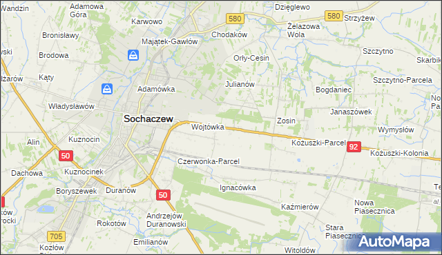 mapa Sochaczew-Wieś, Sochaczew-Wieś na mapie Targeo