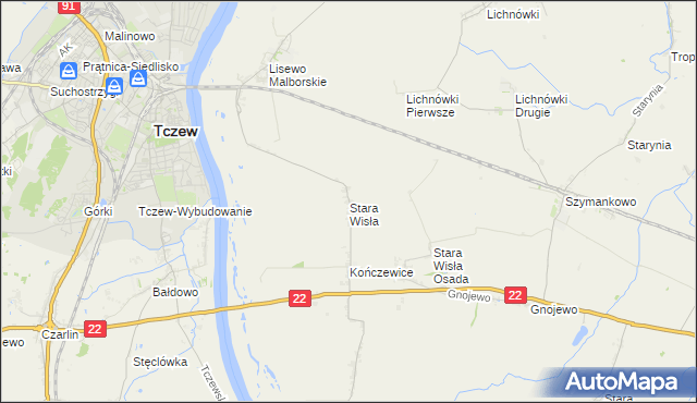 mapa Stara Wisła, Stara Wisła na mapie Targeo