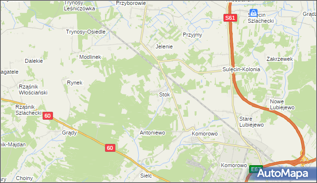 mapa Stok gmina Ostrów Mazowiecka, Stok gmina Ostrów Mazowiecka na mapie Targeo