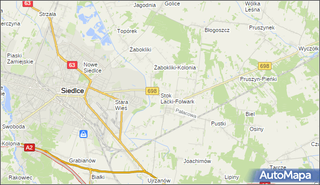 mapa Stok Lacki-Folwark, Stok Lacki-Folwark na mapie Targeo