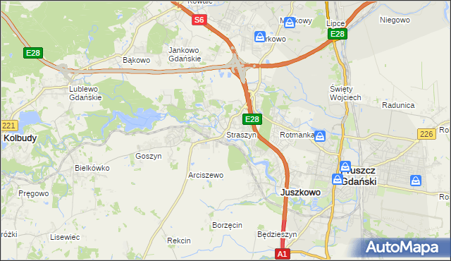 mapa Straszyn, Straszyn na mapie Targeo