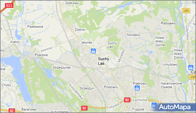 mapa Suchy Las powiat poznański, Suchy Las powiat poznański na mapie Targeo