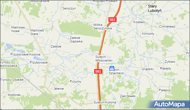 mapa Sulęcin Włościański, Sulęcin Włościański na mapie Targeo