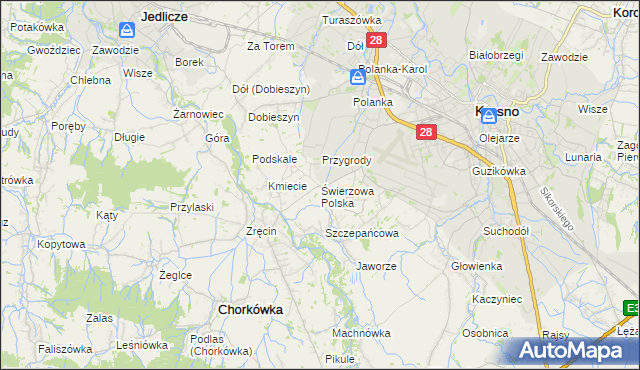 mapa Świerzowa Polska, Świerzowa Polska na mapie Targeo