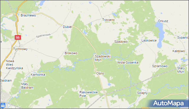 mapa Szadowski Młyn, Szadowski Młyn na mapie Targeo