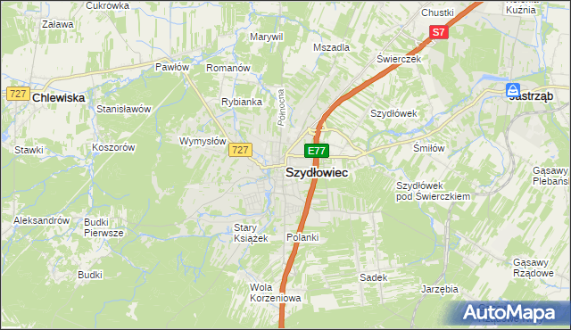 mapa Szydłowiec, Szydłowiec na mapie Targeo