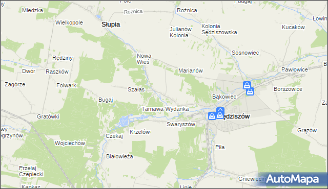 mapa Tarnawa gmina Sędziszów, Tarnawa gmina Sędziszów na mapie Targeo